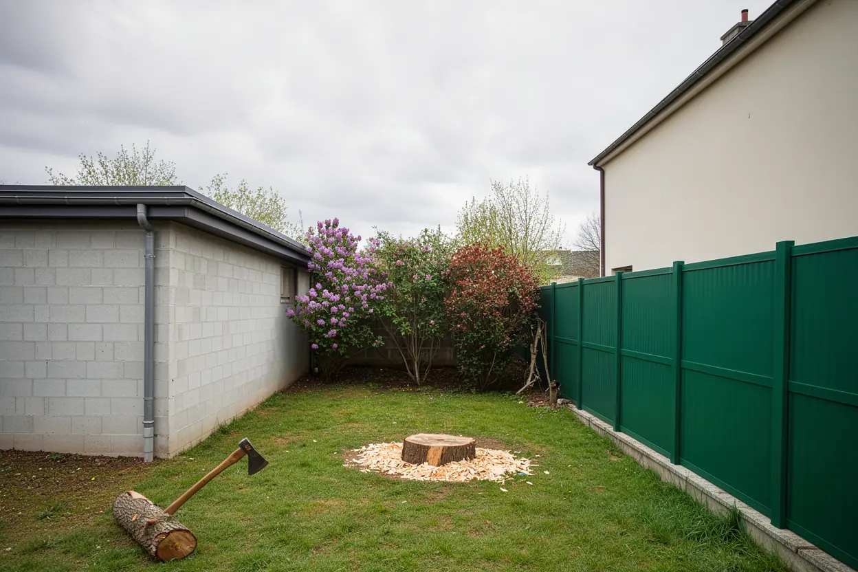 Jardin sécurisé après abattage par démontage à Metz