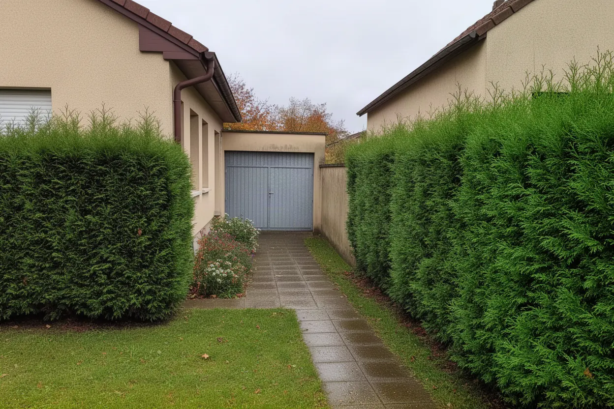 Haie de thuya débordante à Saint-Julien-lès-Metz